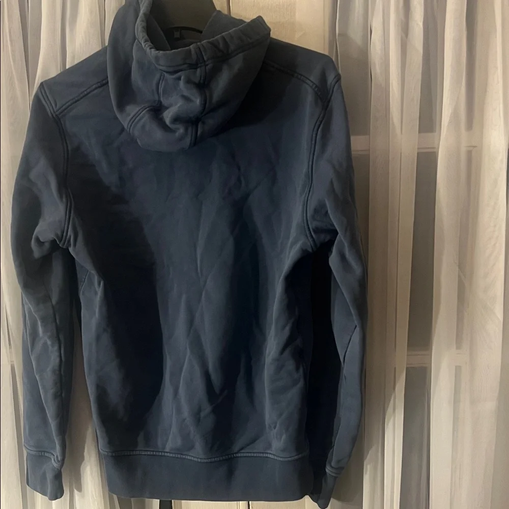 Stone Island Blue Cotton Pullover Hoodie with Logo Patch On sleeve Men’s Medium - Picture 13 of 14